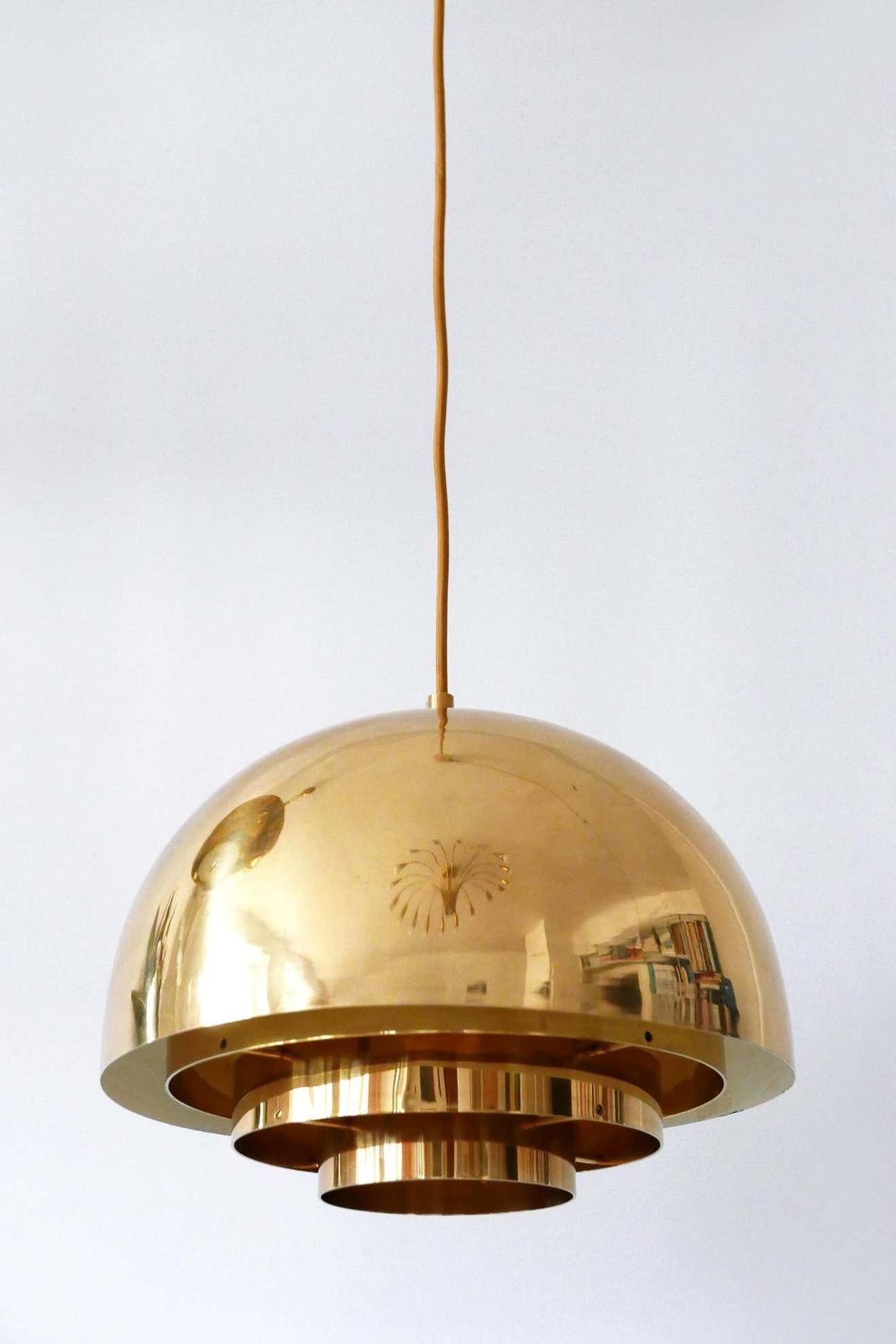Brass Pendant Lamp Dome By Vereinigte Werkstätten München In 1960s, Germany photo for sale