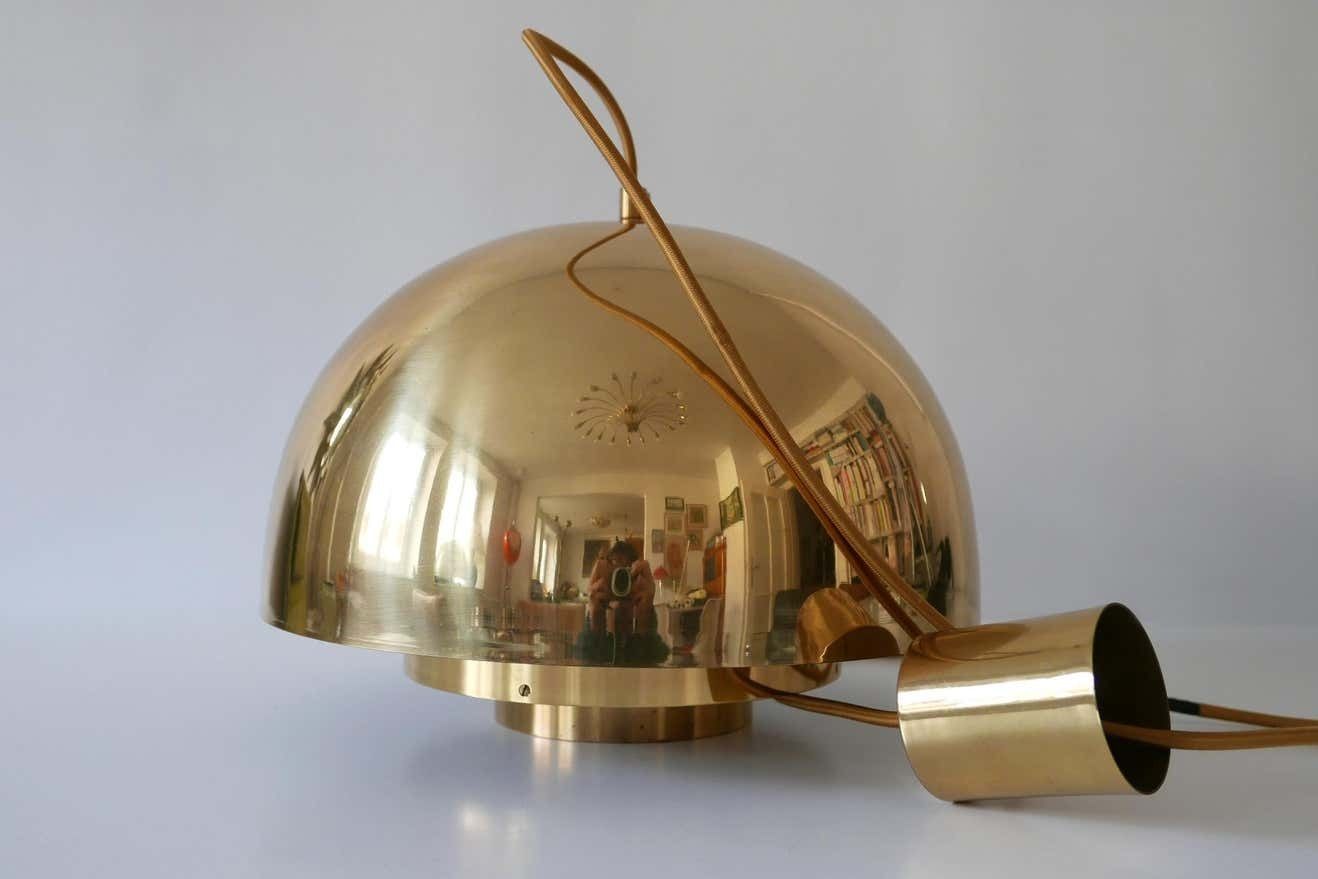 photo vinterior Brass Pendant Lamp Dome By Vereinigte Werkstätten München In 1960s, Germany
