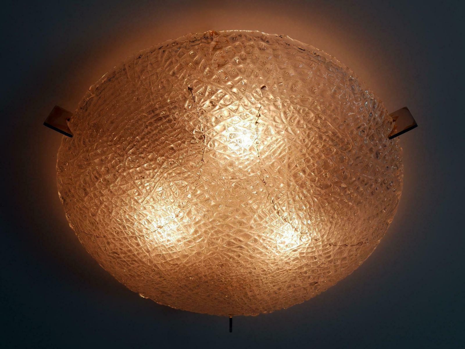 Rare Mid Century Modern Ice Glass Flush Mount Or Sconce By Kaiser Leuchten 1960s photo Lighting