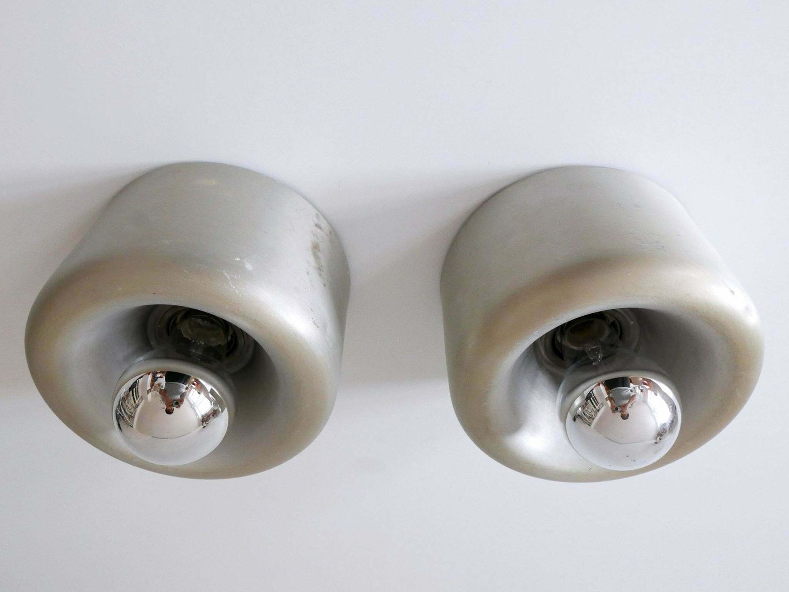 Set Of Two Mid Century Doughnut Ceiling Fixtures Or Sconces By Staff Germany 1970s photo for sale