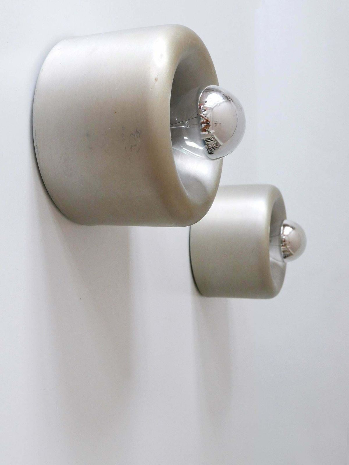 Set Of Two Mid Century Doughnut Ceiling Fixtures Or Sconces By Staff Germany 1970s photo vintage