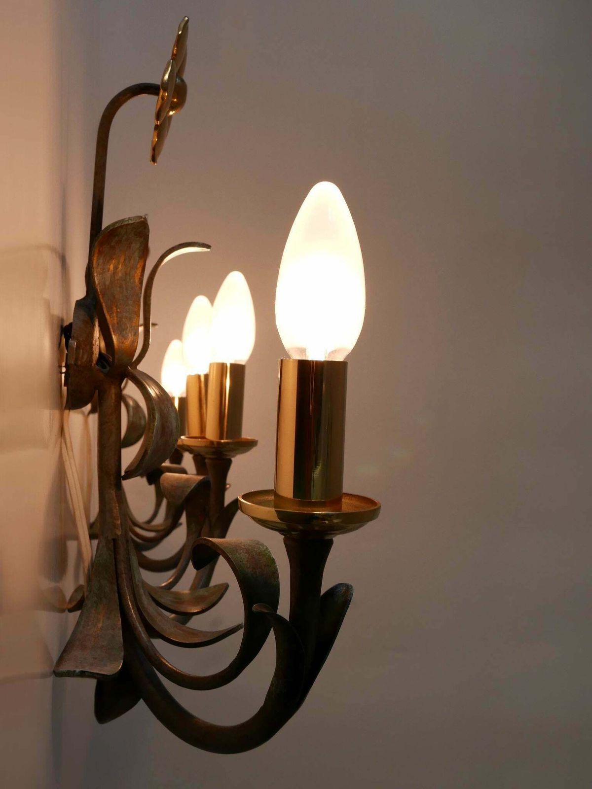 photo vinterior Set Of Two Brass & Metal Flush Mount Or Sconces By Hans Möller, Germany, 1970s