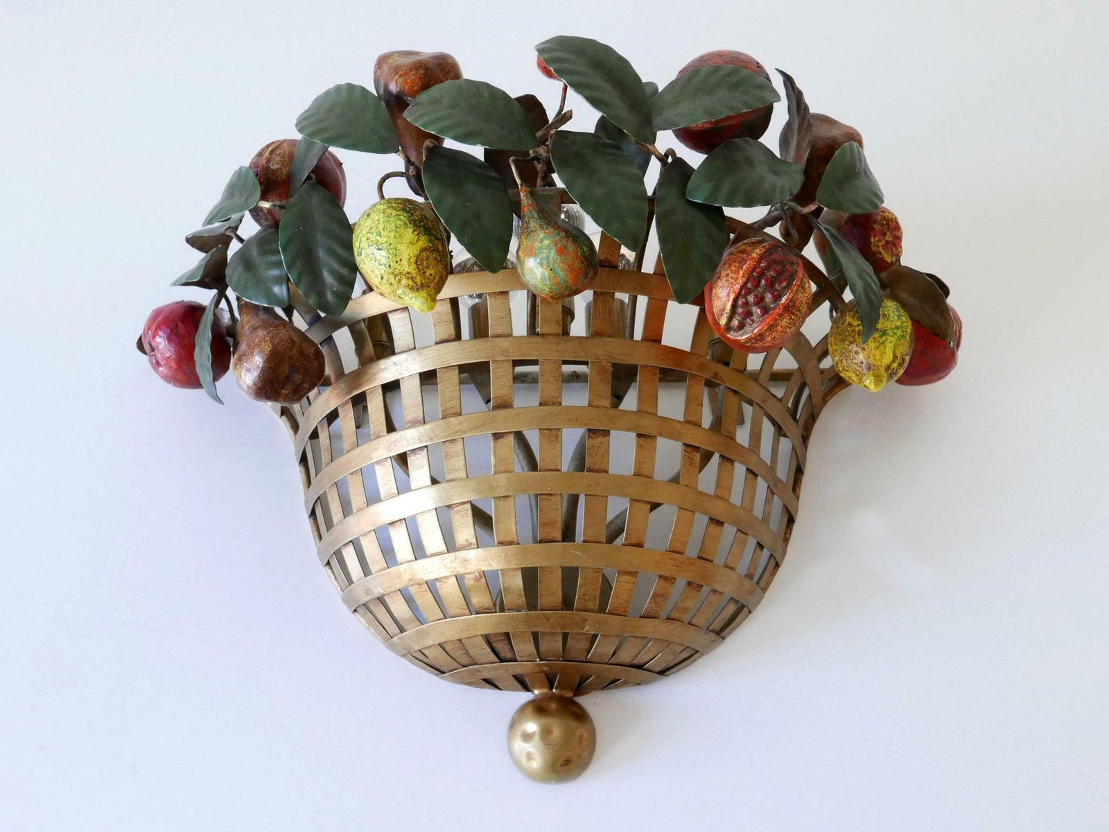 Lovely Mid Century Modern Sconce Fruit Basket By Lucienne Monique Italy, 1960s photo for sale