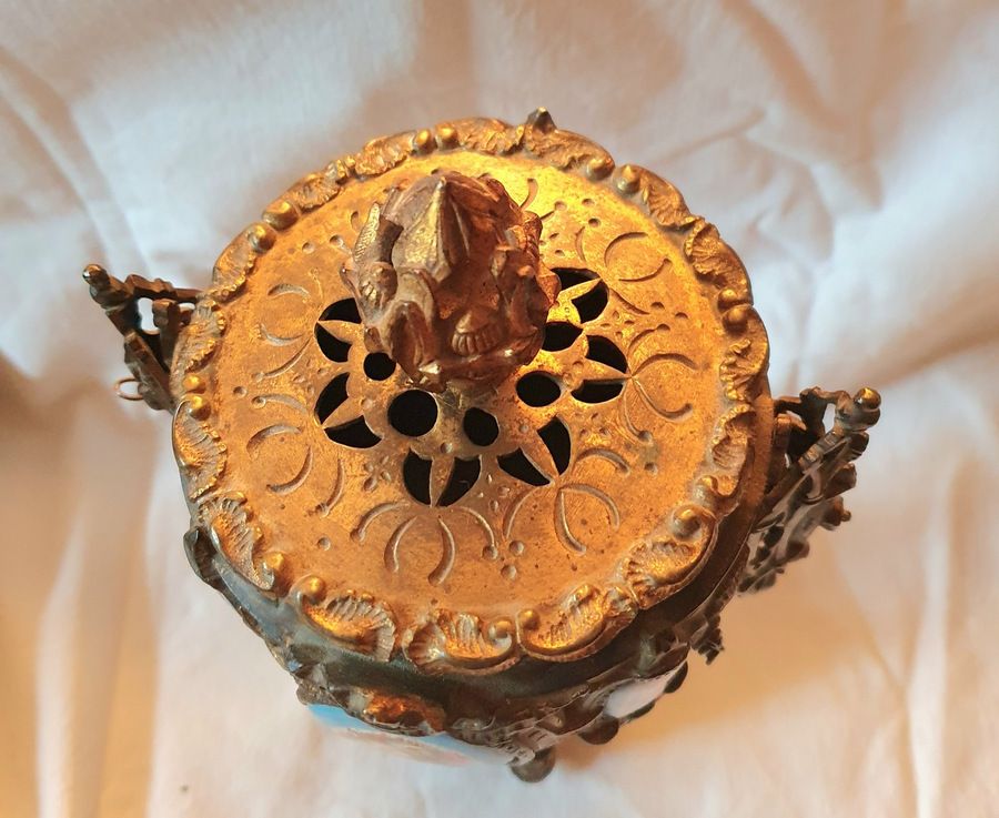 Neo Gothic Covered Cup In Bronze With Sevres Porcelain Medallions Circa 1850 photo for sale