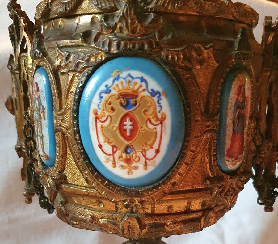 Neo Gothic Covered Cup In Bronze With Sevres Porcelain Medallions Circa 1850 photo 1450.0