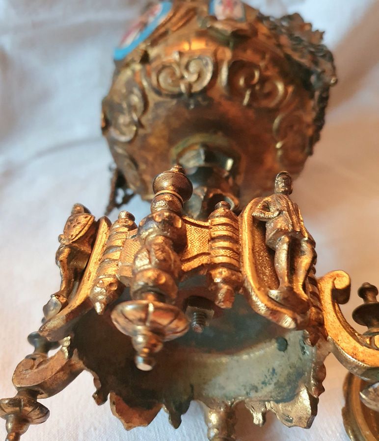 photo vintage Neo Gothic Covered Cup In Bronze With Sevres Porcelain Medallions Circa 1850