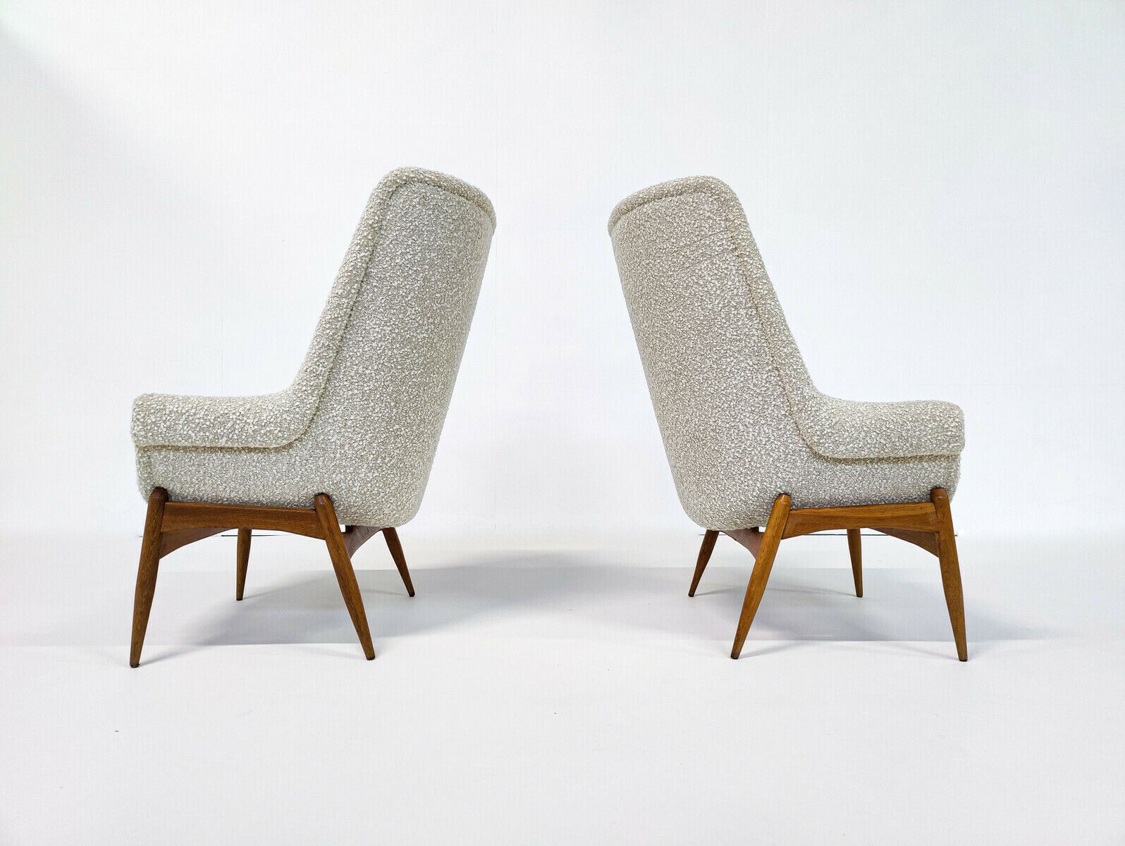 Pair Of Mid Century Modern Armchairs By Julia Gaubek In Beige Boucle photo Furniture
