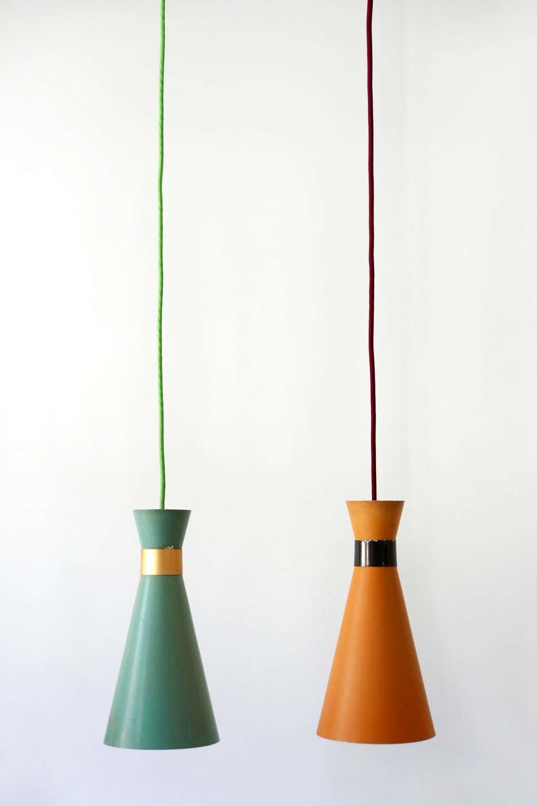 Set Of Two Mid Century Modern Diabolo Pendant Lamps By Bünte & Remmler, 1950s photo 2541.0