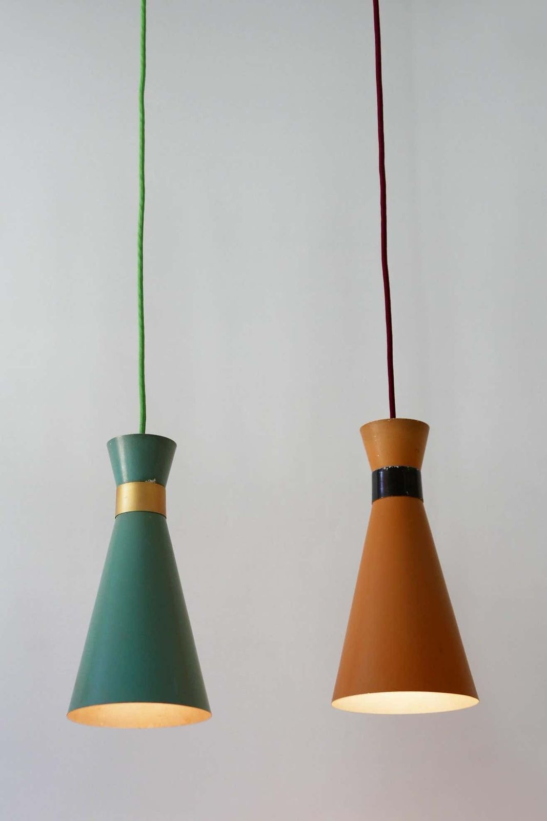 Set Of Two Mid Century Modern Diabolo Pendant Lamps By Bünte & Remmler, 1950s photo buy