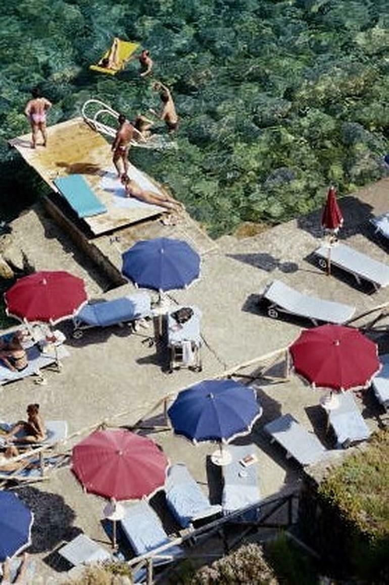 Porto Ercole Beach By Slim Aarons, Limited Edition Estate Stamped C Type photo for sale