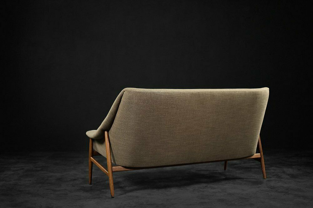 Mid Century Scandinavian Modern Two Seater Sofa In Brown Fabric From Ikea, 1961 photo vintage