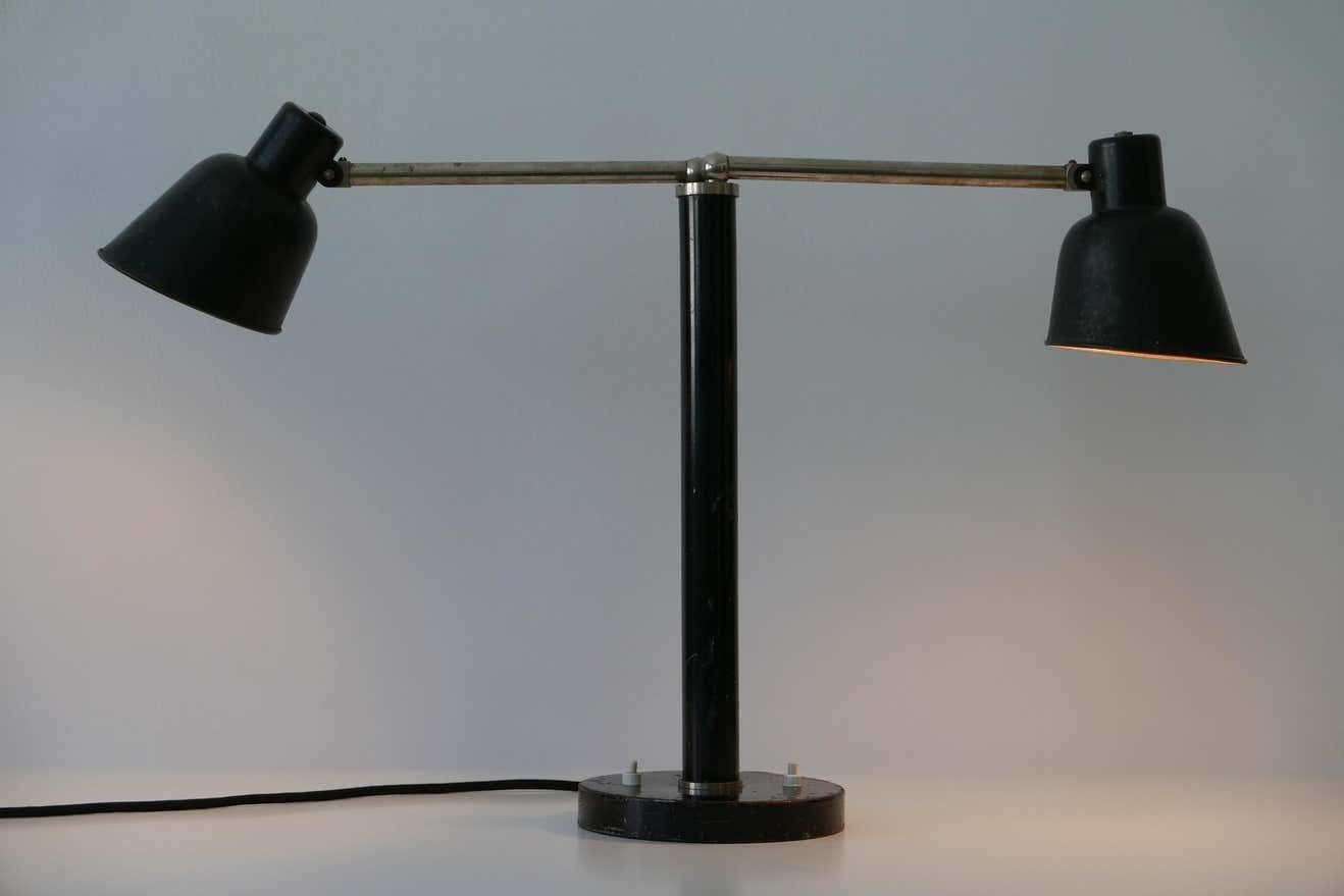 Rare Two Armed Bauhaus Table Lamp By Christian Dell For Bünte & Remmler 1930s photo furniture