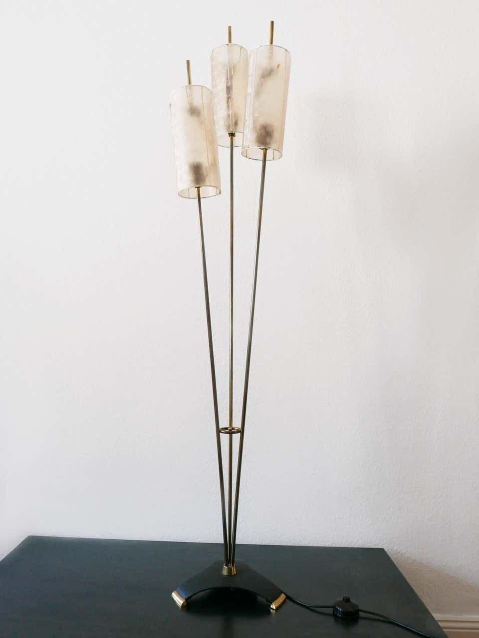 Rare And Elegant Mid Century Modern Sputnik 3 Flamed Floor Lamp, 1950s, Germany photo vintage