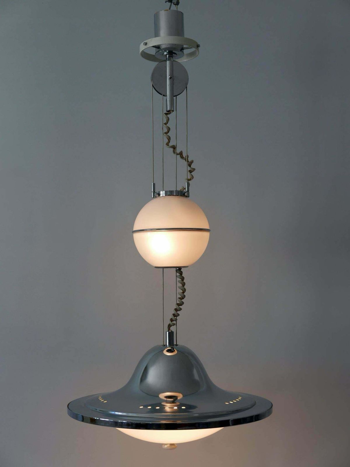 Rare And Large Mid Century Modern Counterweight Pendant Lamp Ufo Italy 1960s photo furniture