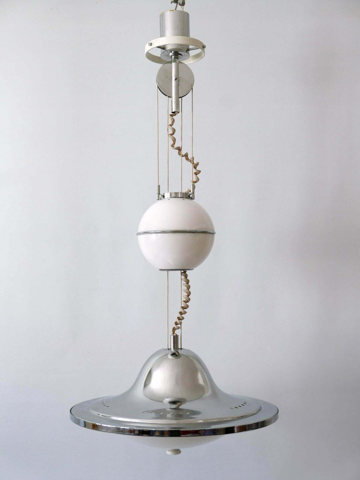 3177.0 Rare And Large Mid Century Modern Counterweight Pendant Lamp Ufo Italy 1960s photo