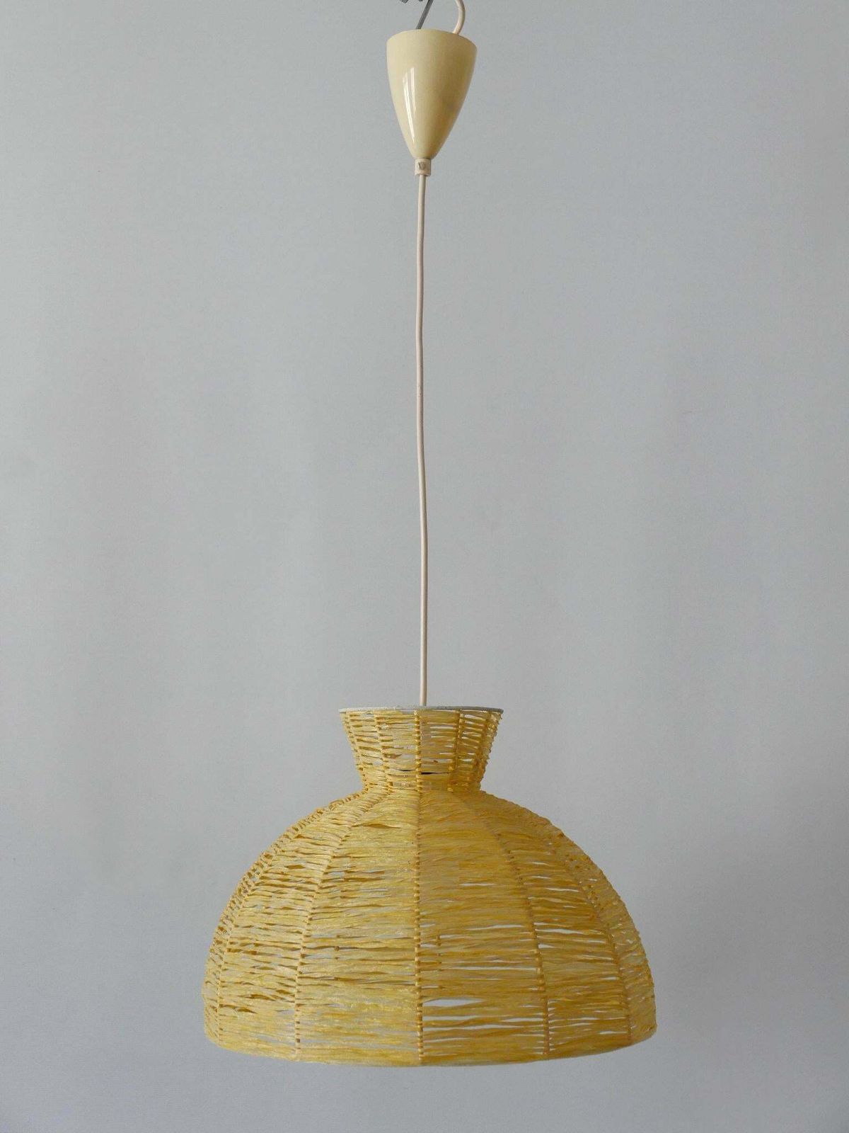 Mid Century Modern Raffia Bast Pendant Lamp Or Hanging Light Germany 1970s photo 1089.0