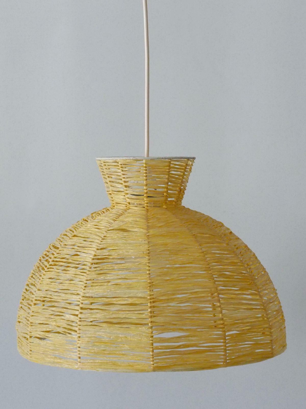 Mid Century Modern Raffia Bast Pendant Lamp Or Hanging Light Germany 1970s photo buy