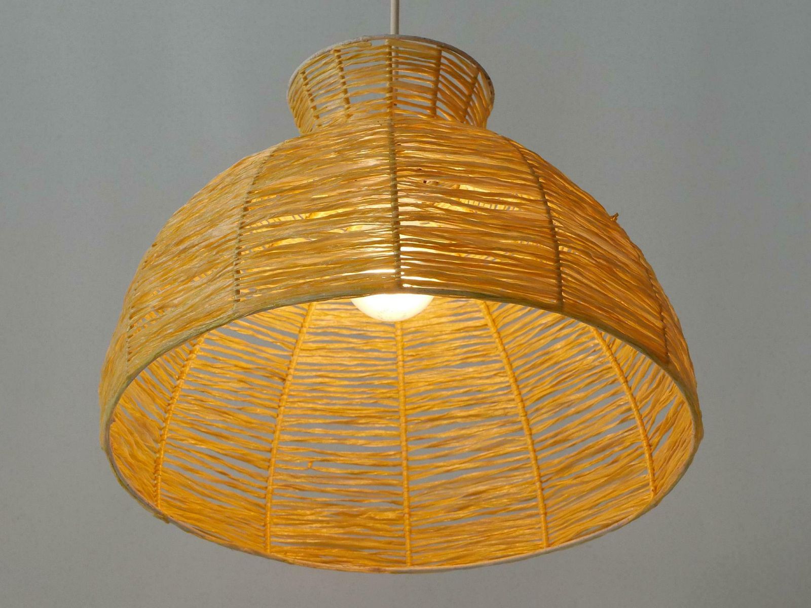 photo vintage Mid Century Modern Raffia Bast Pendant Lamp Or Hanging Light Germany 1970s