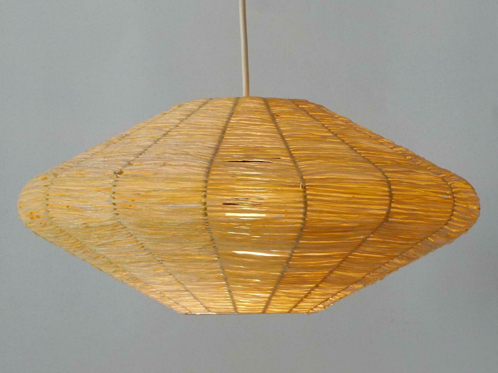 photo buy Rare Mid Century Modern Raffia Bast Pendant Lamp Or Hanging Light Germany 1970s