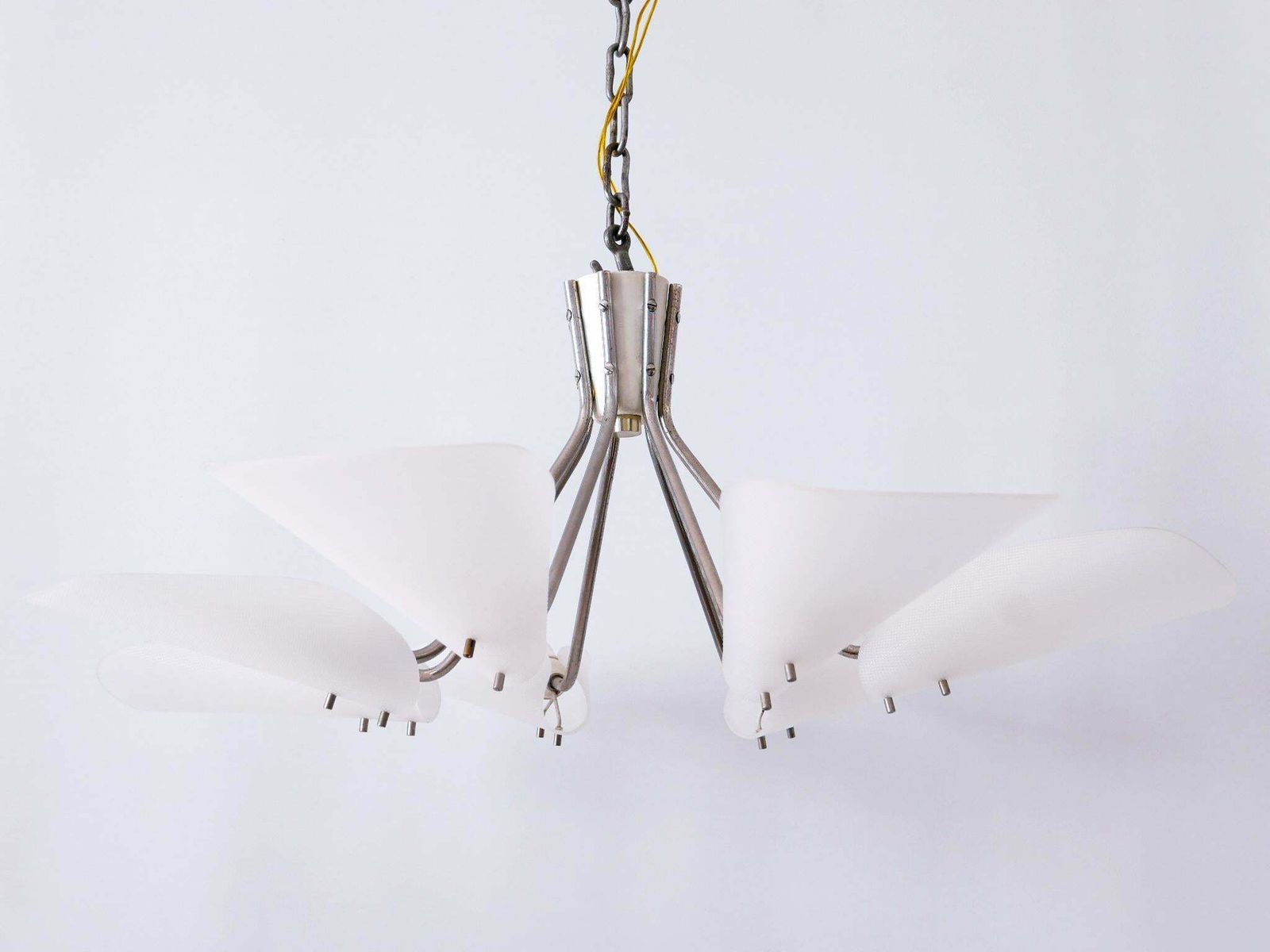 Lovely Mid Century Modern Seven Armed Chandelier Or Pendant Lamp Germany 1950s photo vinterior