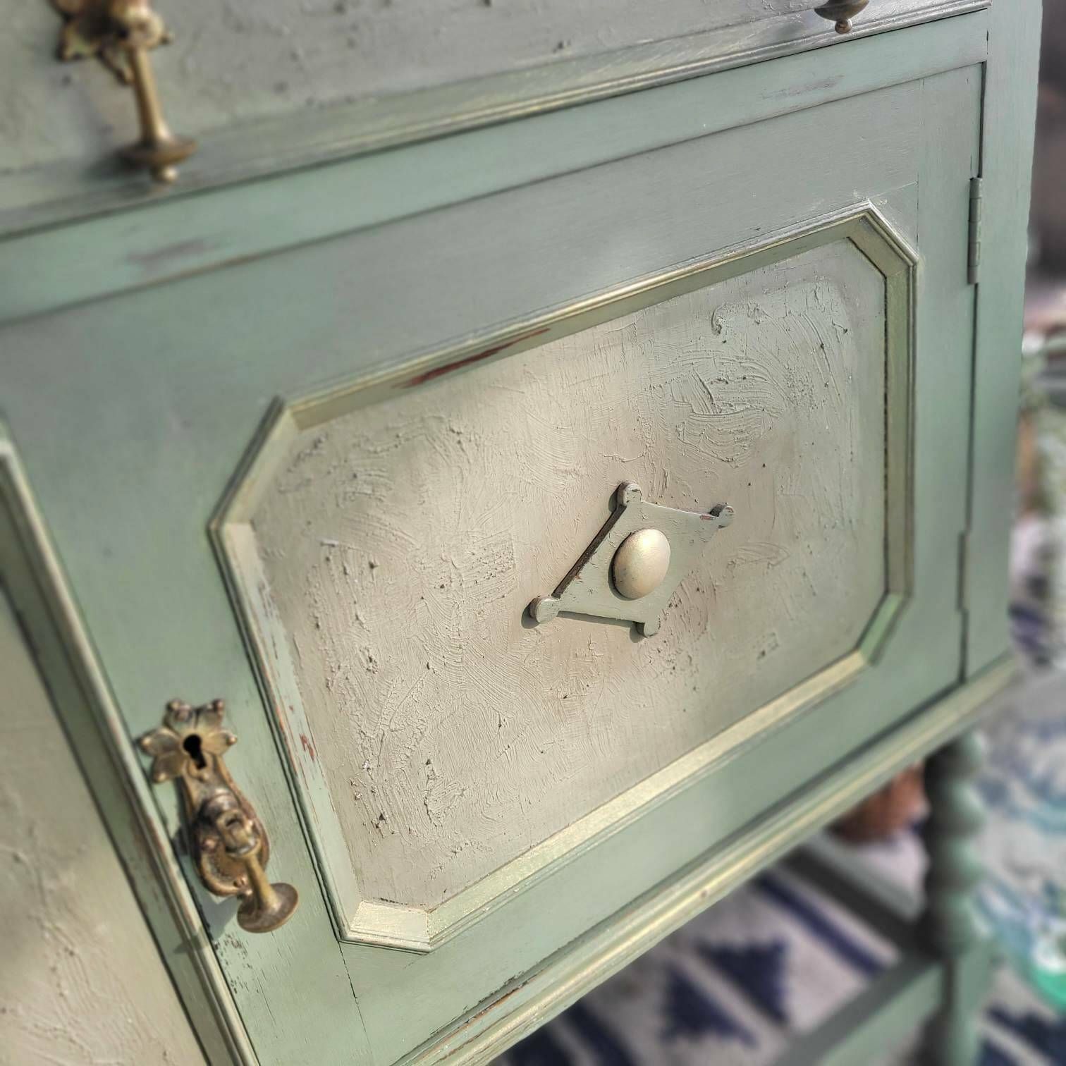 Commission Item   Sideboard Painted Green   Farmhouse Country Boho Style   Gold Accents   Hand Painted photo buy