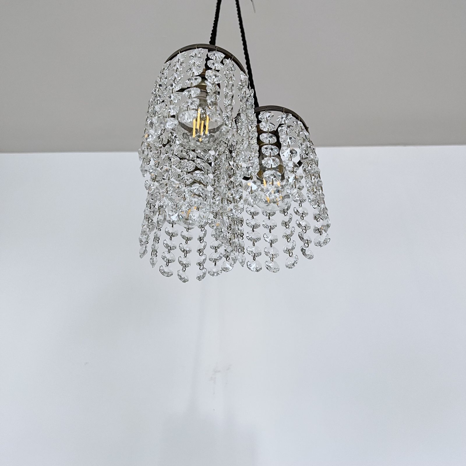 Brass Crystal Button Pendants photo Lighting