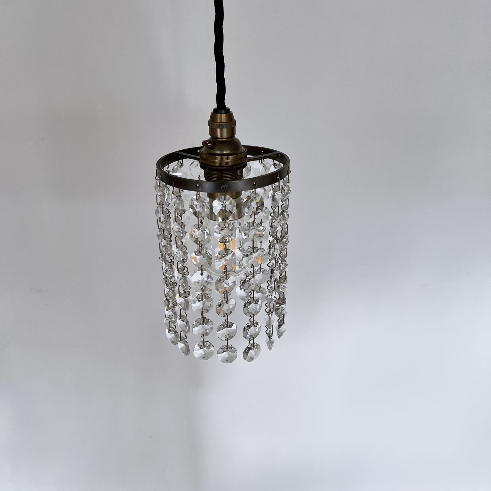 Brass Crystal Button Pendants photo vintage