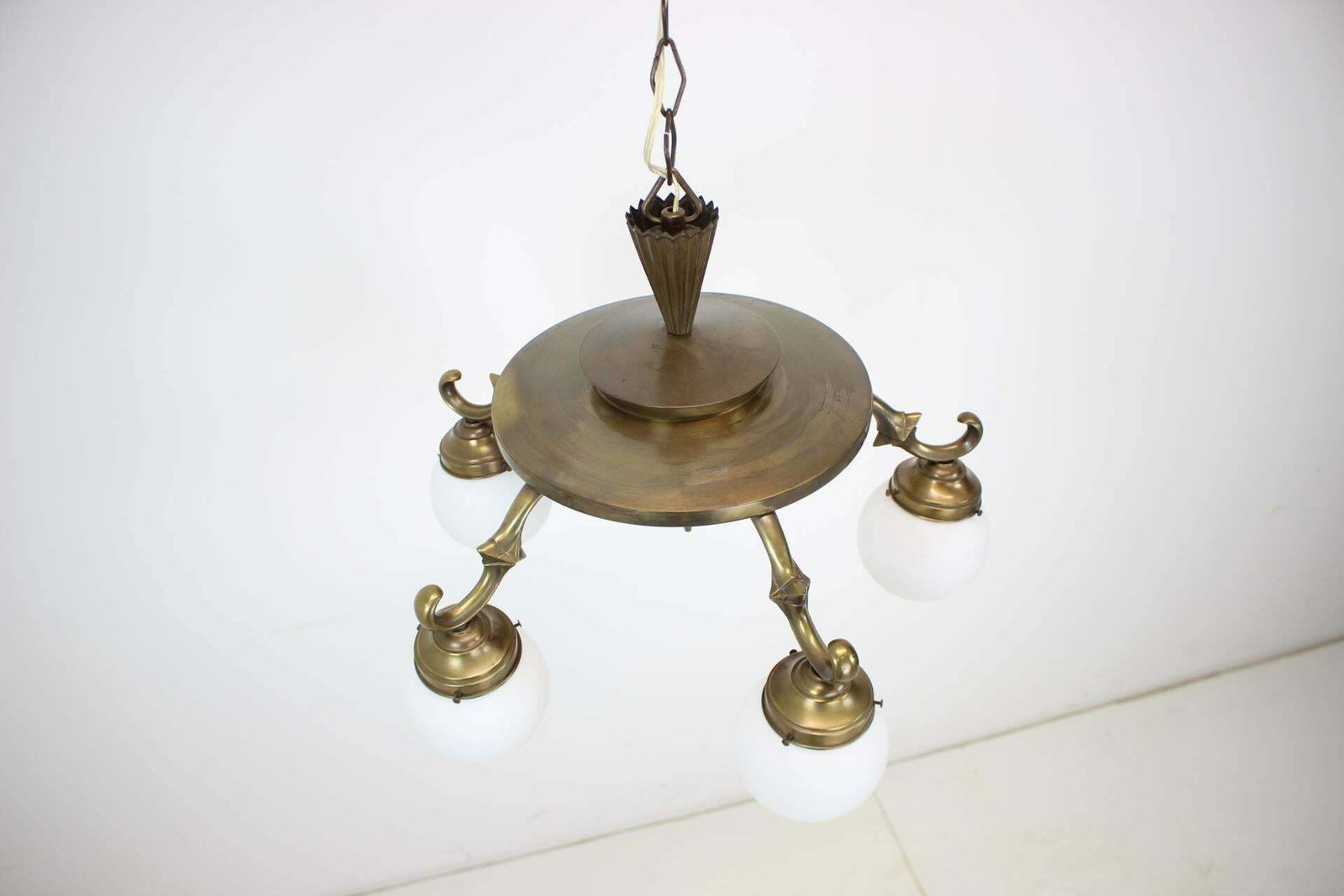 Art Deco Large 5 Flamming Chandelier, 1930s photo vinterior