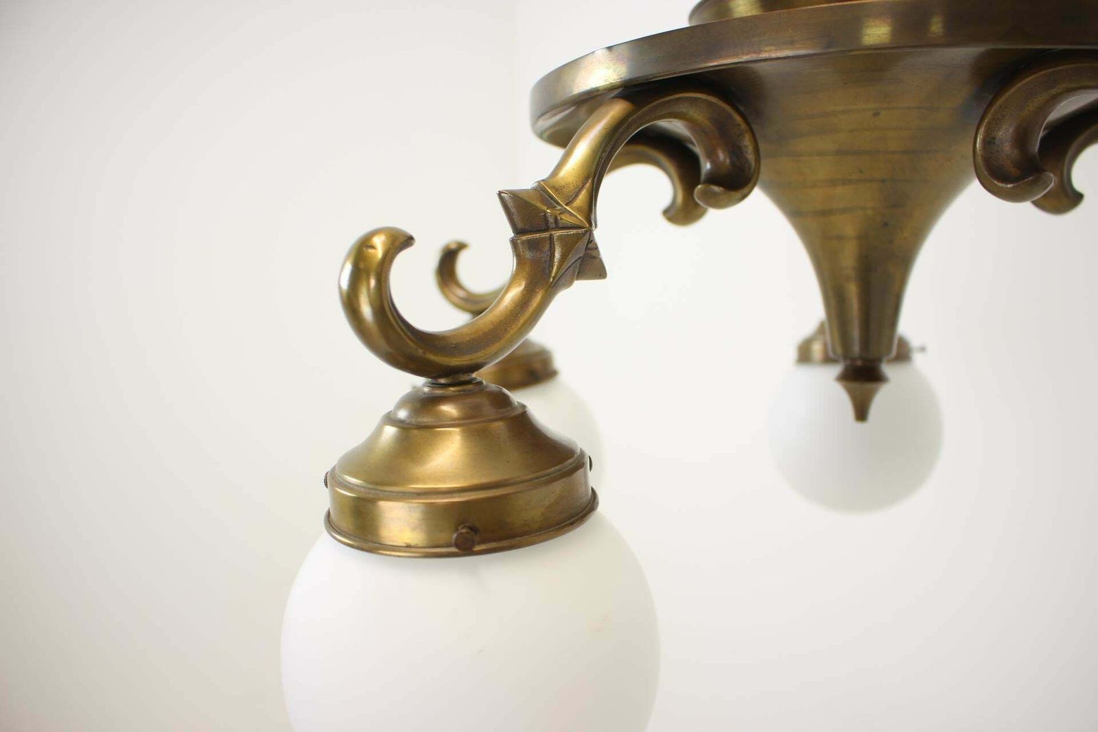 Art Deco Large 5 Flamming Chandelier, 1930s photo vintage