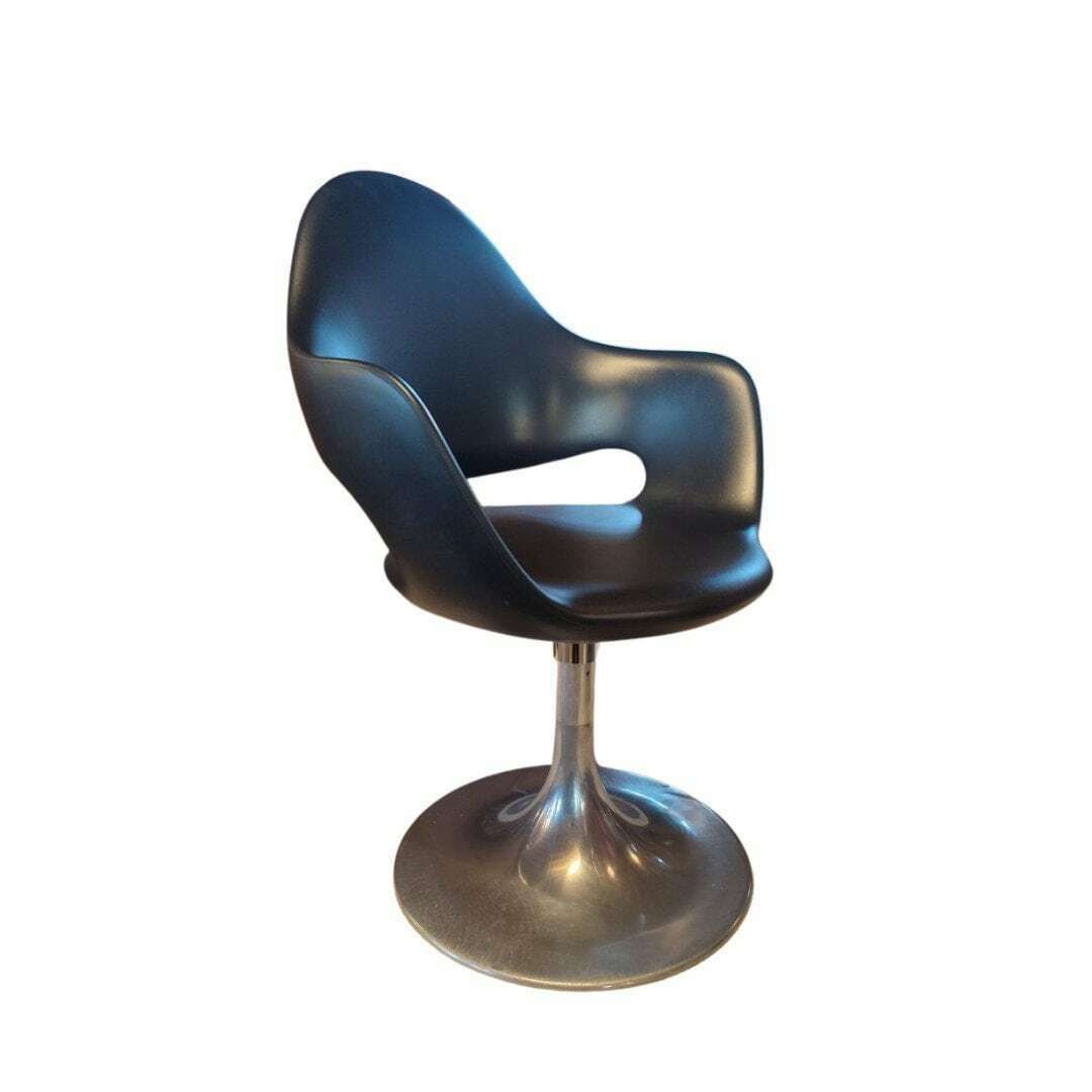 Vintage Italian Designer Tulip Chair By Fabio Di Bartolomei   Distinctive Black Swivel Seating For Modern Interiors photo Furniture