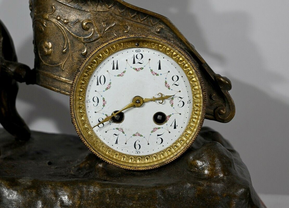 Home Decor Important Spelter Clock “Roman Race” By X.Raphanel – Late 19th Century photo