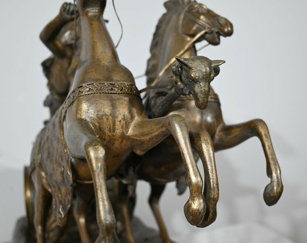 photo buy Important Spelter Clock “Roman Race” By X.Raphanel – Late 19th Century