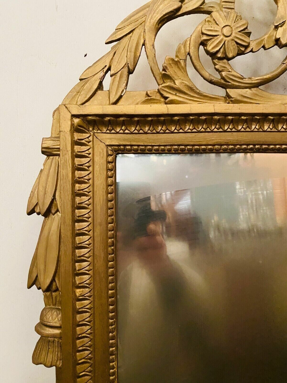 photo for sale Louis XVI Style Mirror In Wood And Gilded Stucco, 19th Century