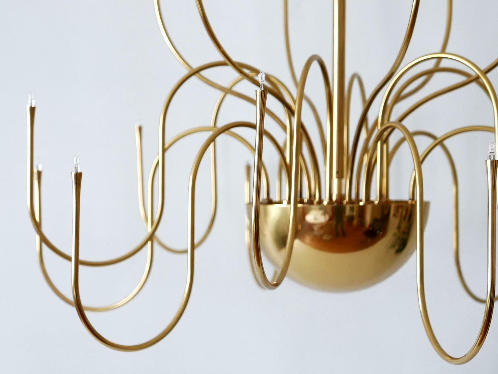 photo for sale Elegant Brass Chandelier Or Pendant Lamp Mesa 18 By Florian Schulz Germany 1990s