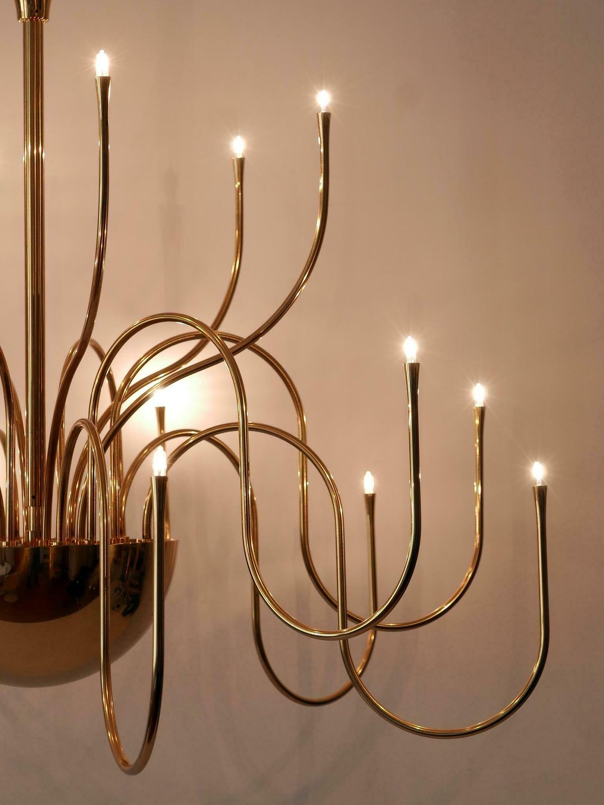 photo vinterior Elegant Brass Chandelier Or Pendant Lamp Mesa 18 By Florian Schulz Germany 1990s