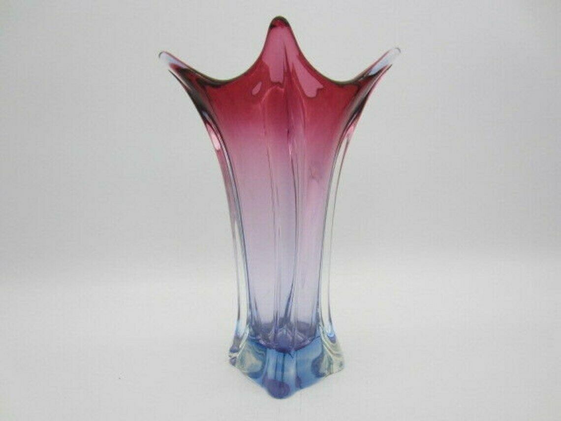 Murano Purple And Blue Sommerso Art Glass Vase Poli Seguso Era photo 129.0