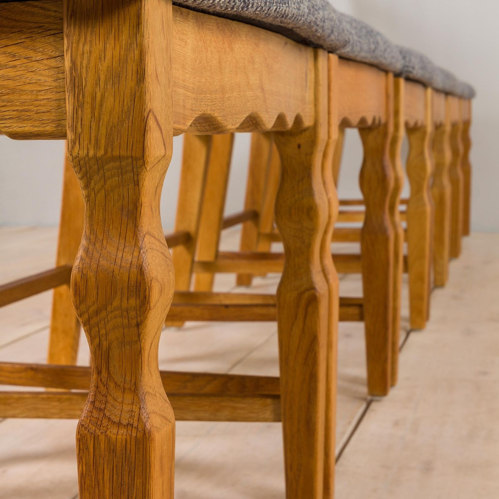 Danish Set Of Six Oak Razor Chairs, H. Kjærnulf For Eg Kvalitetsmøbler 1960s photo buy