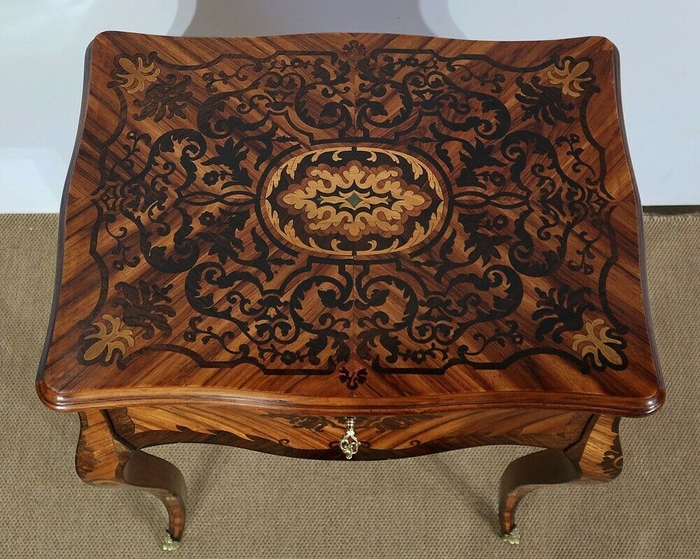 photo furniture Exceptional Worker In Louis XV Marquetry, Napoleon III Period, 19th Century