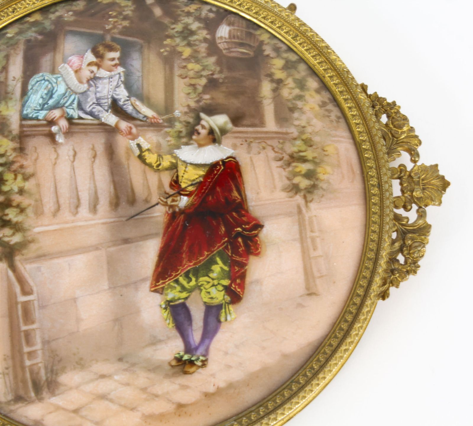 Antique French Limoges Ormolu Hand Mirror, Signed Joseph Meissonnier  19th C photo vintage