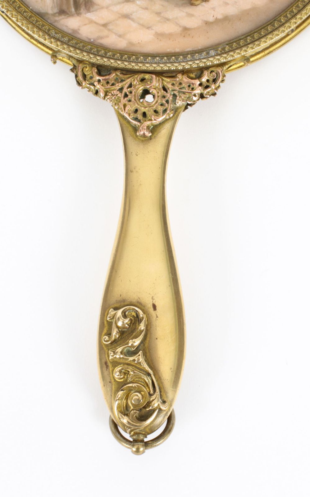 photo for sale Antique French Limoges Ormolu Hand Mirror, Signed Joseph Meissonnier  19th C