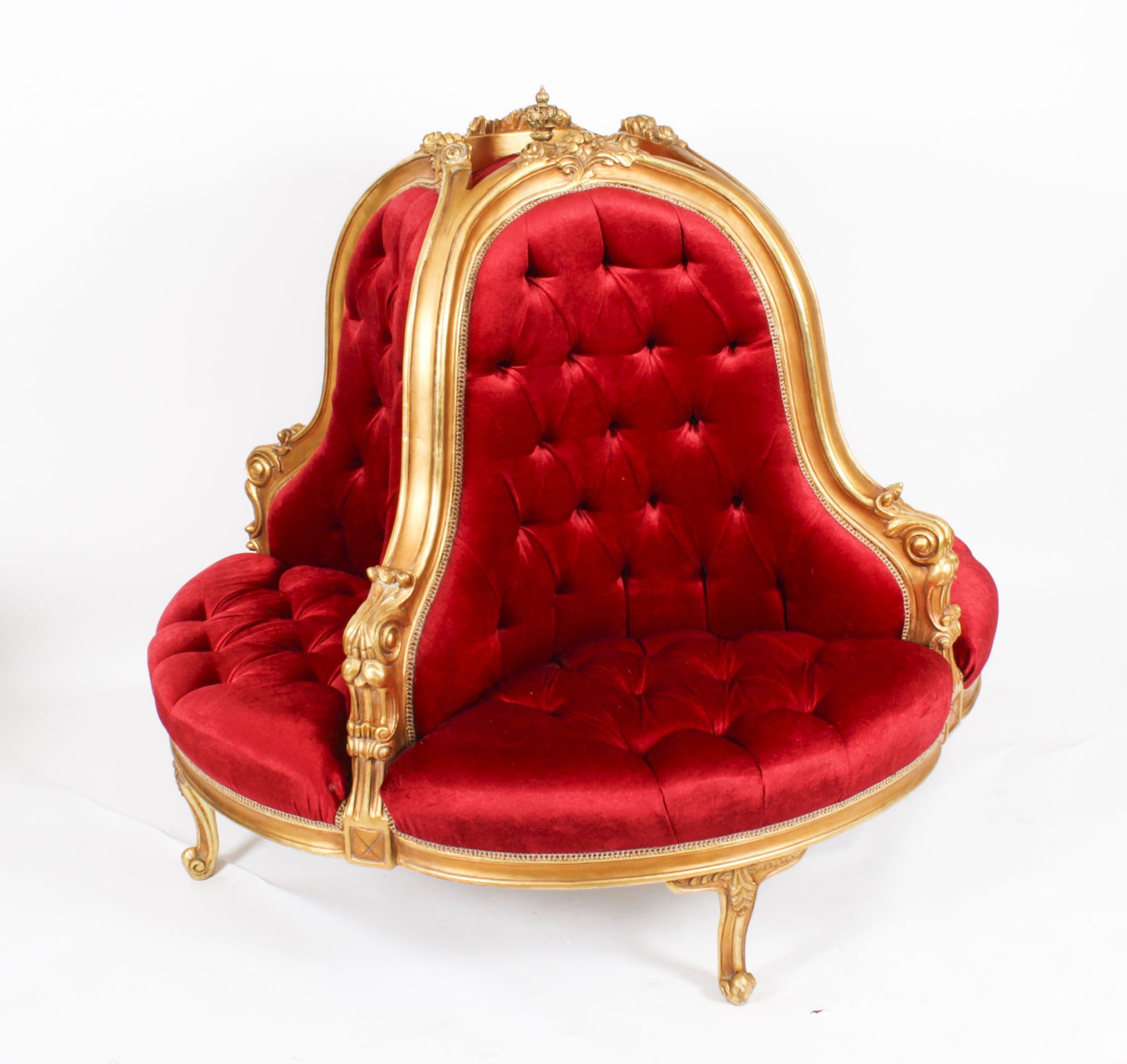 Vintage Giltwood Love Seat Conversation Settee Mid 20th Century photo for sale