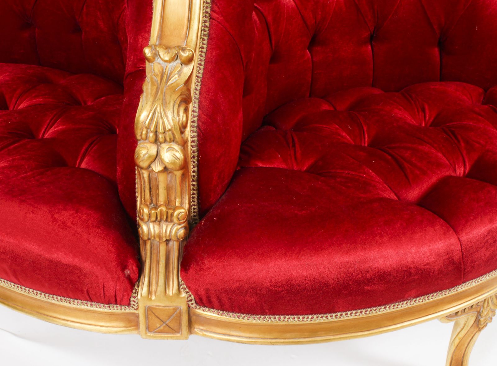 photo vinterior Vintage Giltwood Love Seat Conversation Settee Mid 20th Century