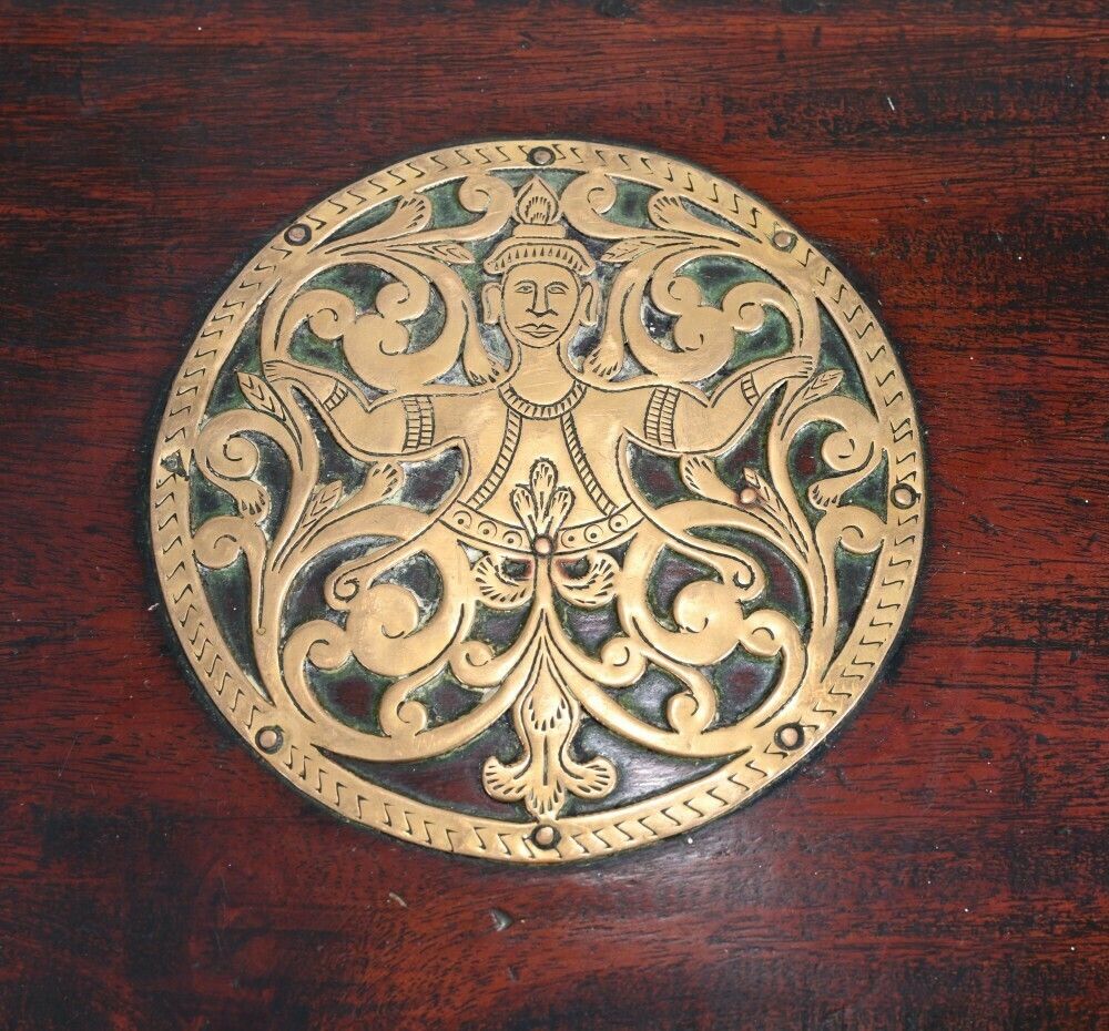 Indian Dowry Chest Cabinet Hindhu Antiques Brass photo for sale