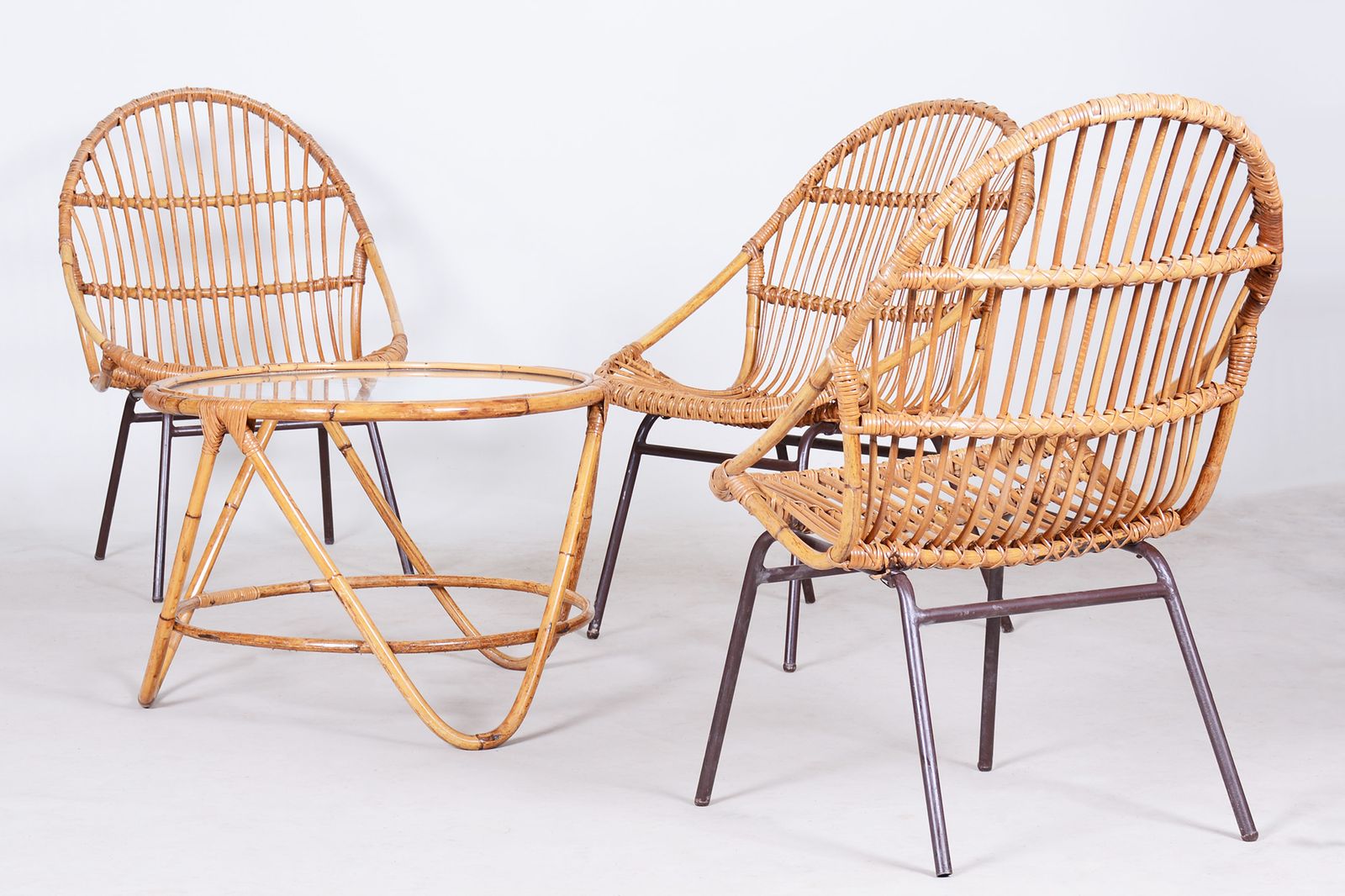Art Deco Rattan Seating Set Designed By Alan Fuchs, Perfect Original Condition, Czechia, 1940s photo Furniture