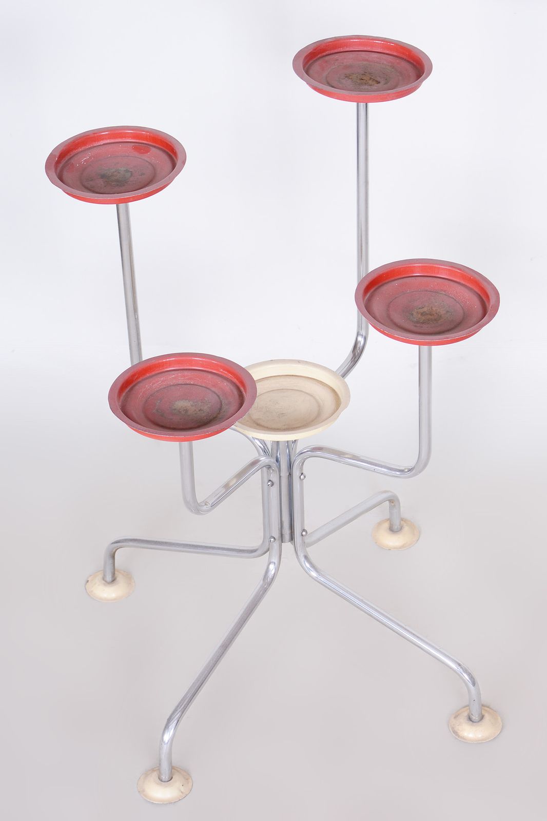 Czech Bauhaus Flower Stand Made Of Chrome Plated Steel, Very Well Preserved And Stable, Czechia, 1930s photo vintage