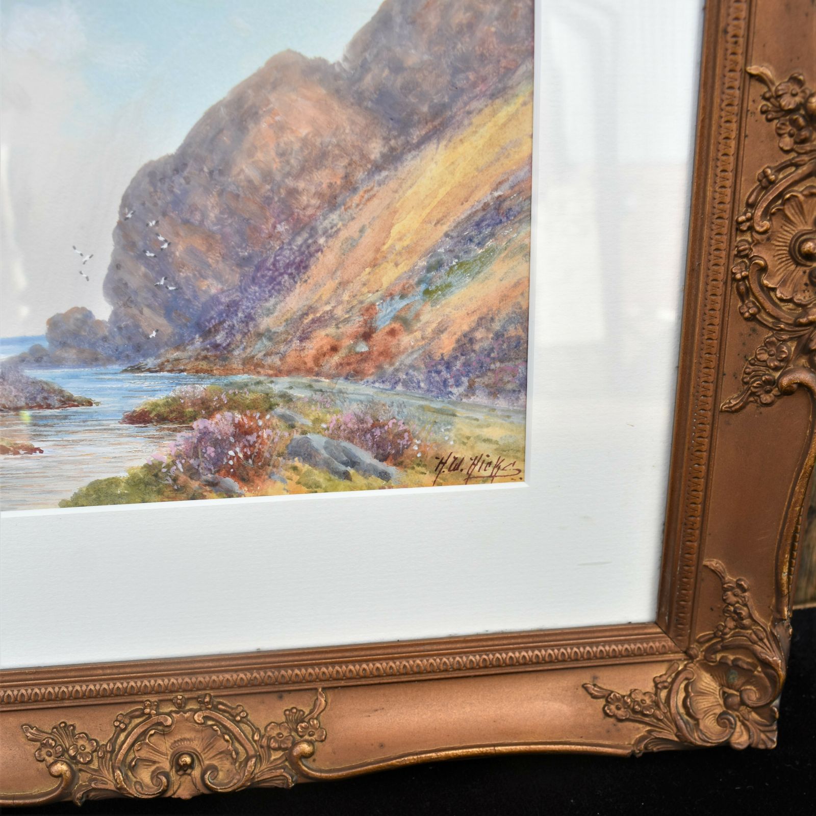 Antique 1920s Herbert Hicks Watercolour Dartmoor Coastal Riverscape Painting photo 225.0