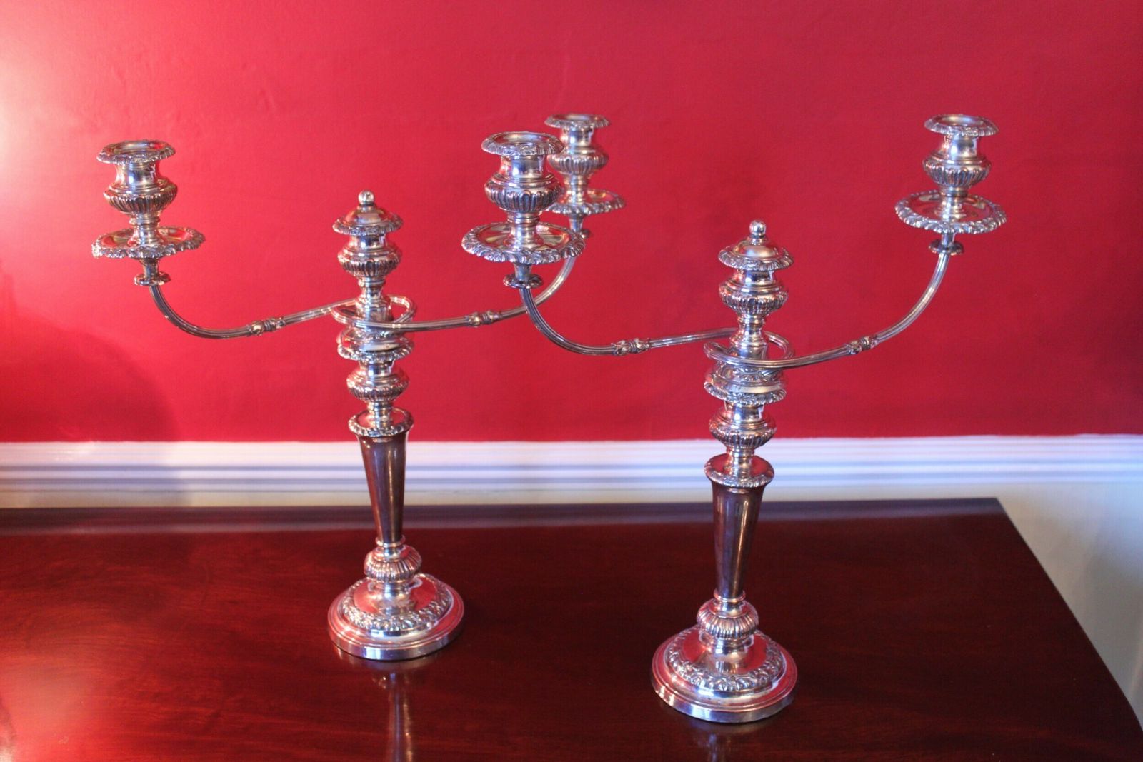A Magnificent Pair Of Old Sheffield Plate Candelabra