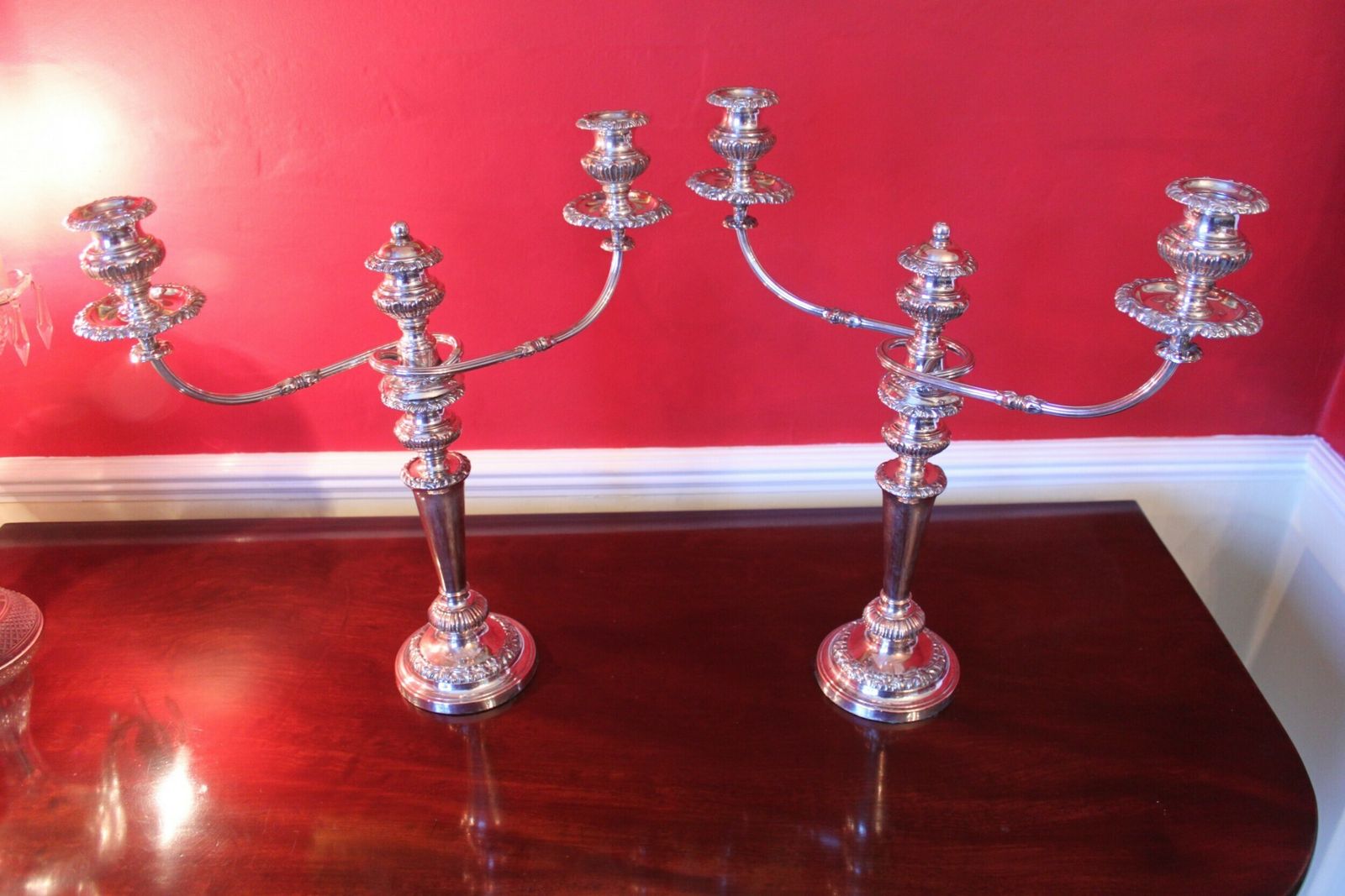 photo for sale A Magnificent Pair Of Old Sheffield Plate Candelabra