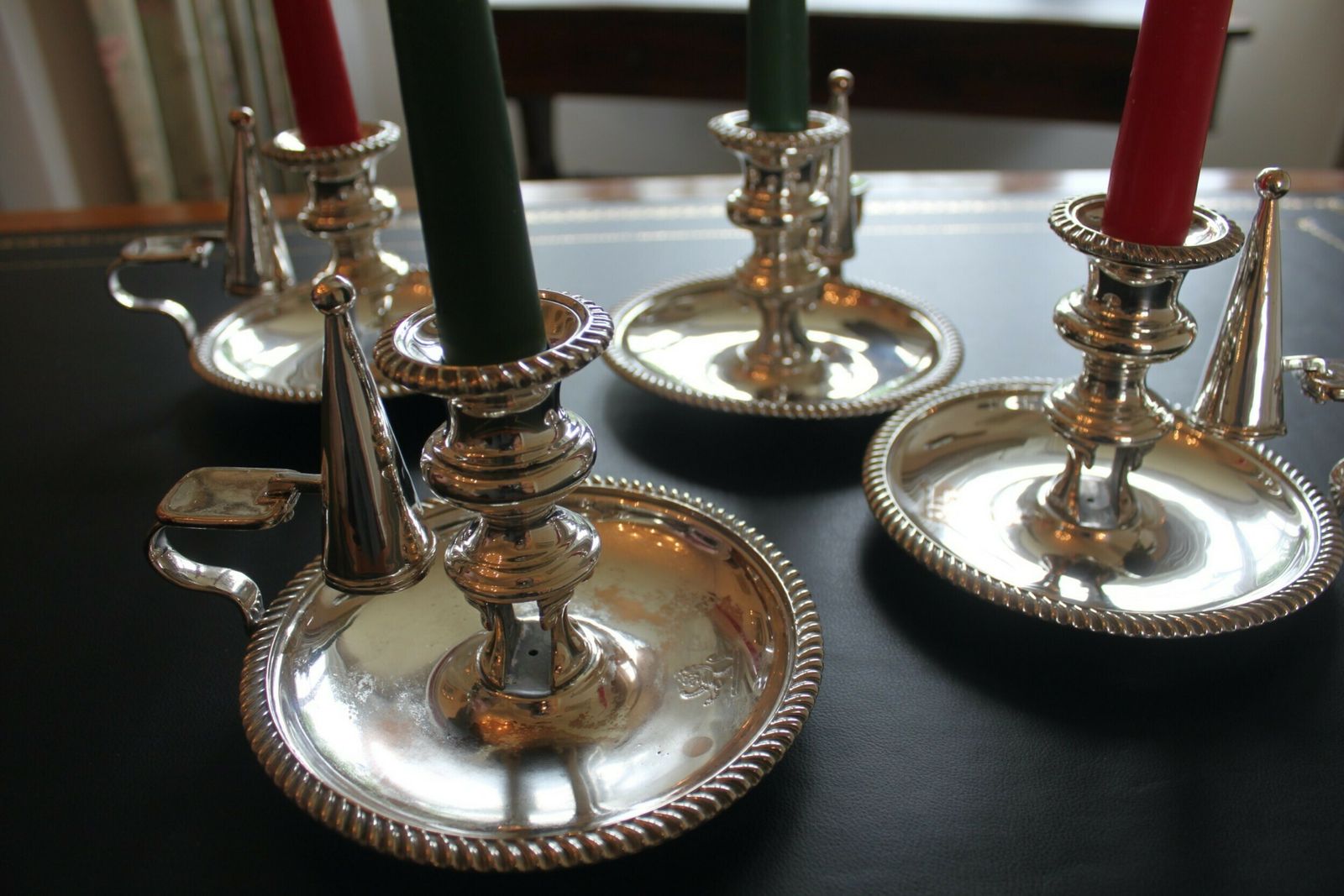 A Rare Set Of Four Early 19th Century Silver Plated Chamber Sticks photo for sale