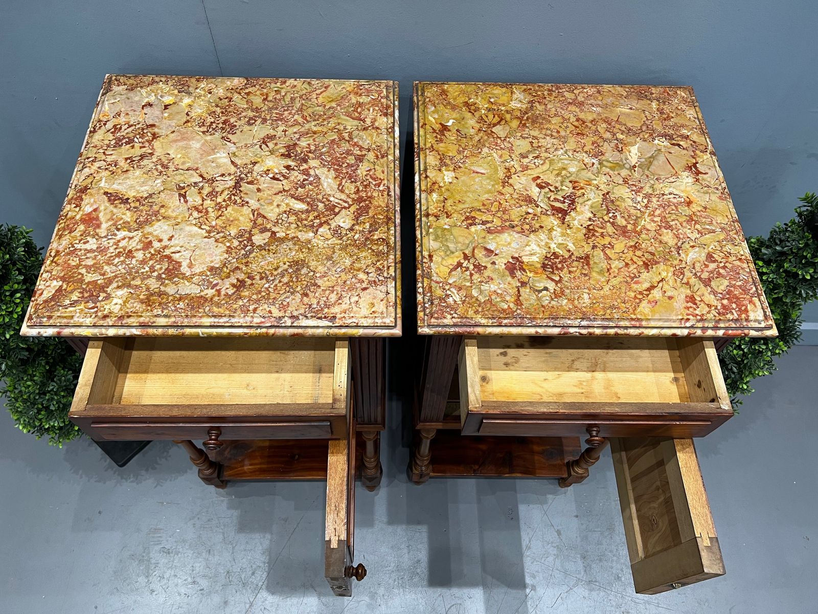 Pair Of Stunning Marble Top Bedide Cabinets photo buy
